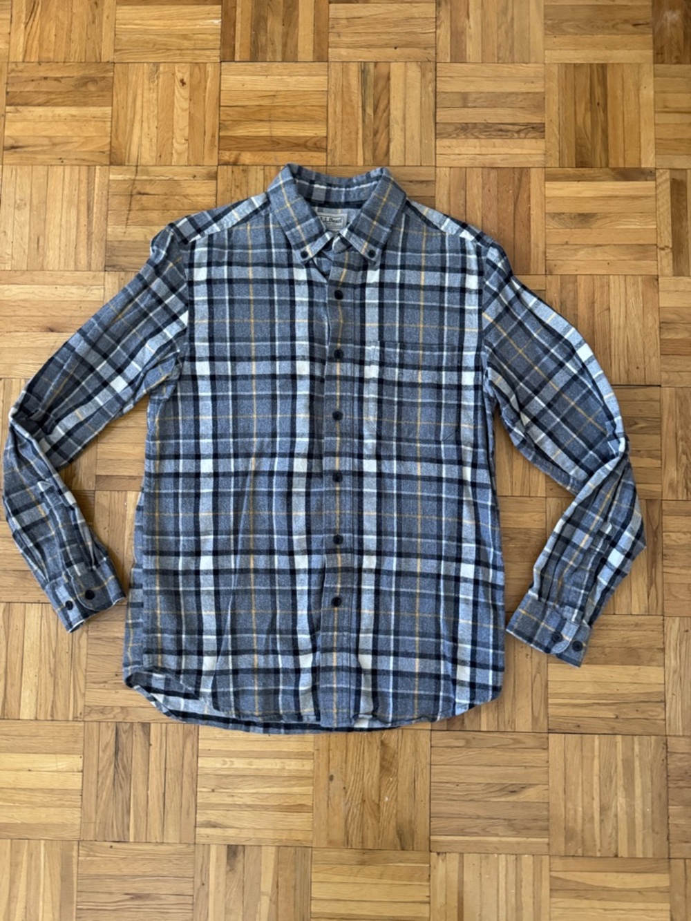 L.L. Bean Men's Gray Plaid Button-Down Shirt
